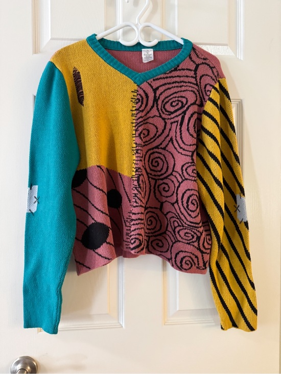 Disney Sweaters - Disney The Nightmare Before Christmas Sally Cosplay Colorblock VNeck Sweater XL